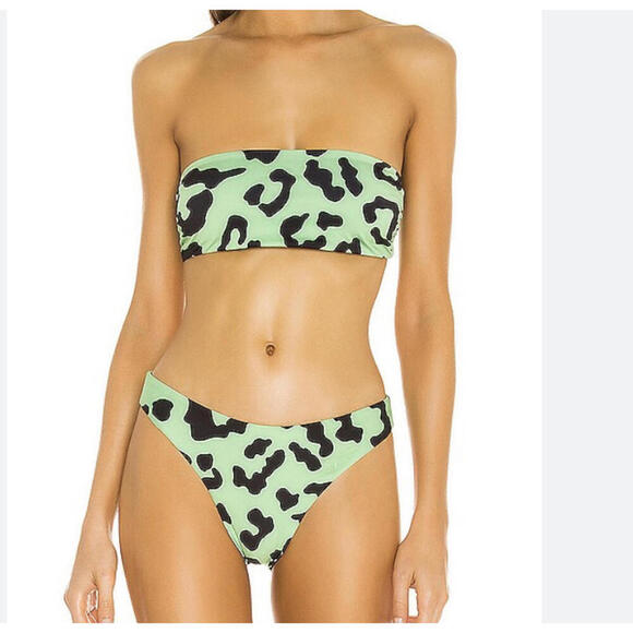 BEACH RIOT Other - BEACH RIOT green black strapless bikini sz S